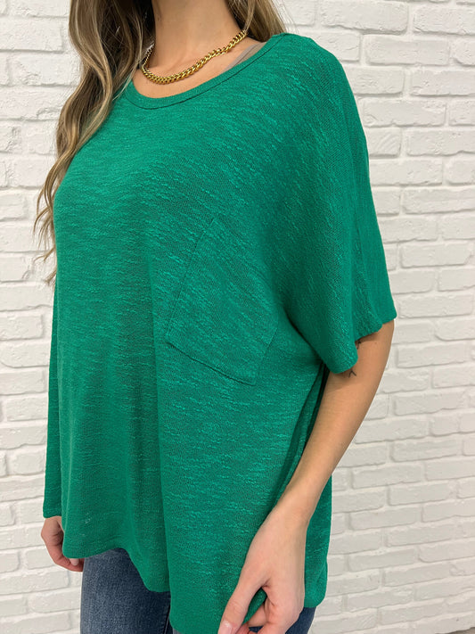 Basically Flowing Dolman Sleeve Top in Kelly Green