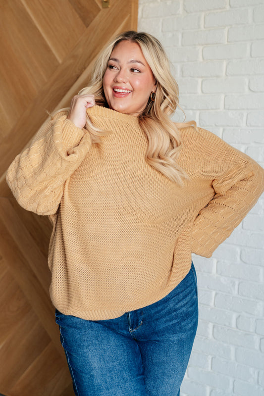 Bubbly Personality Bubble Sleeve Sweater in Wheat