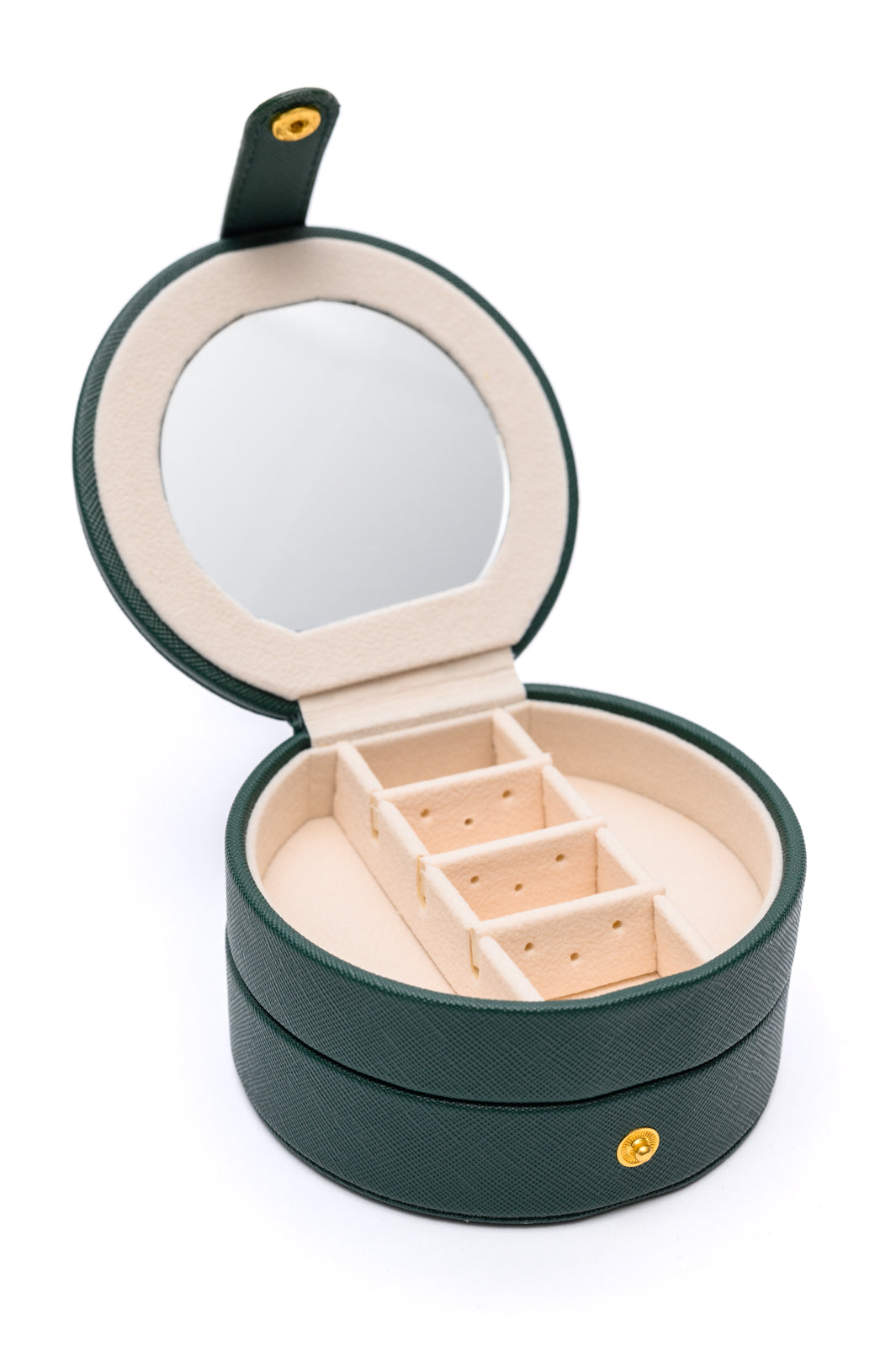 Circular Travel Jewelry Case in Green