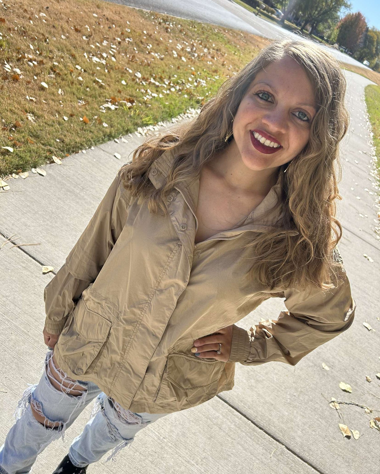 Rain, Rain Go Away Parachute Jacket in Camel